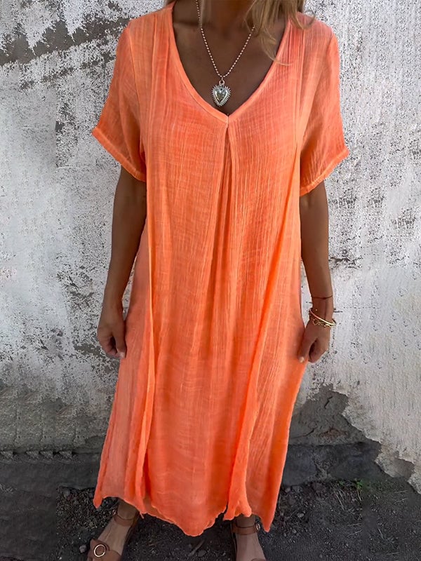 Size range display of draped maxi dress options from S to 3XL