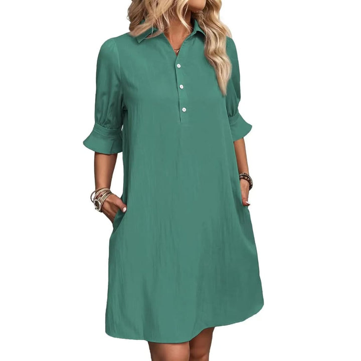 Side view of the Georgia elegance dress showing the smooth, flattering silhouette