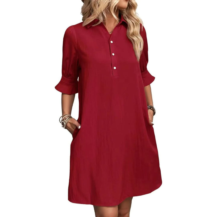 Back view of the Georgia elegance shirt dress showing clean, polished design lines