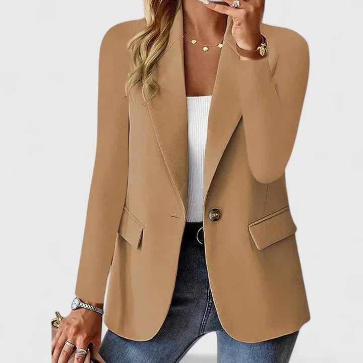 Grace elegant blazer in wine red showing flattering coverage through the arms and midsection