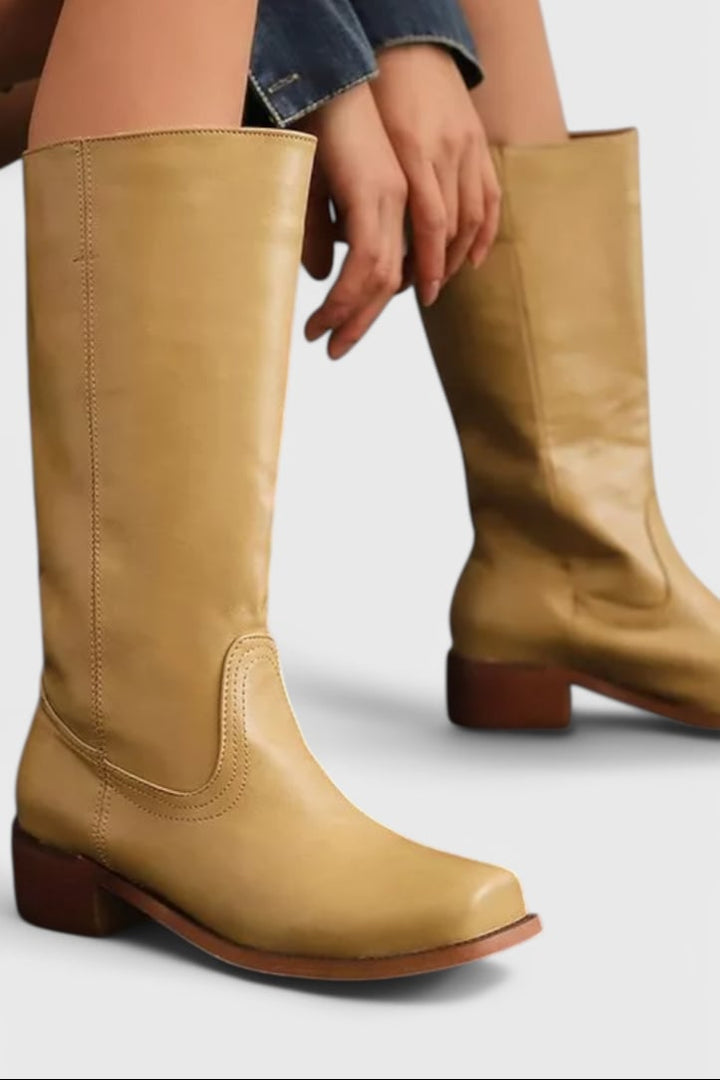 Grace boots in yellow shown from above on a clean white surface