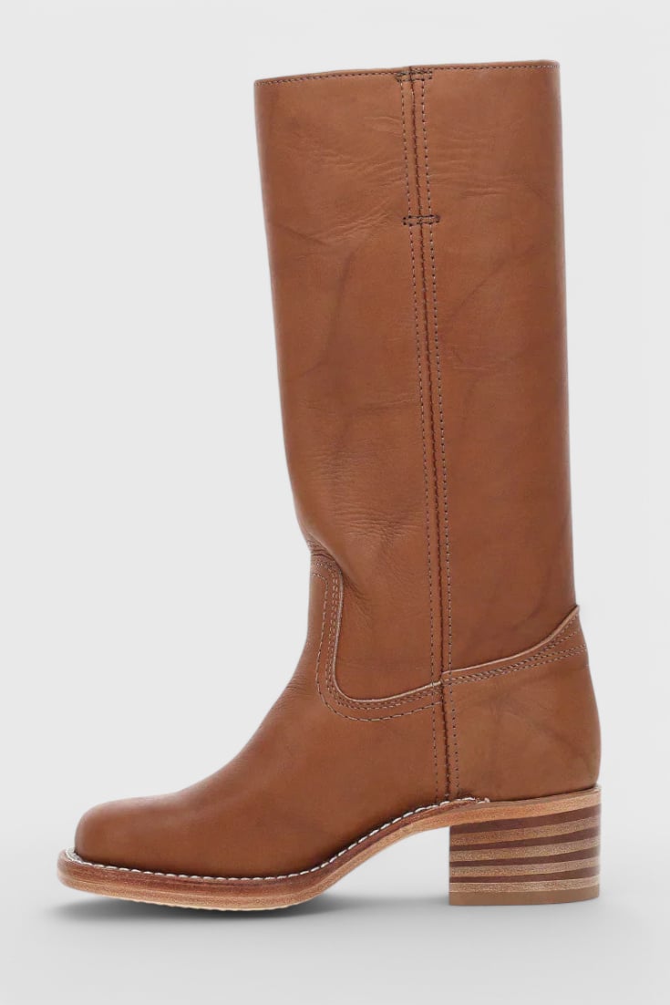 Grace boots in light brown shown from a three-quarter angle