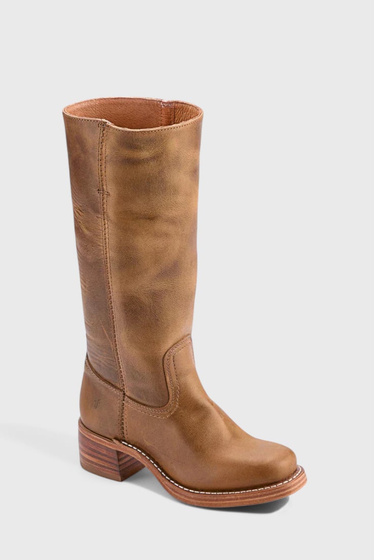 Grace boots in yellow close-up showing upper material and stitching detail