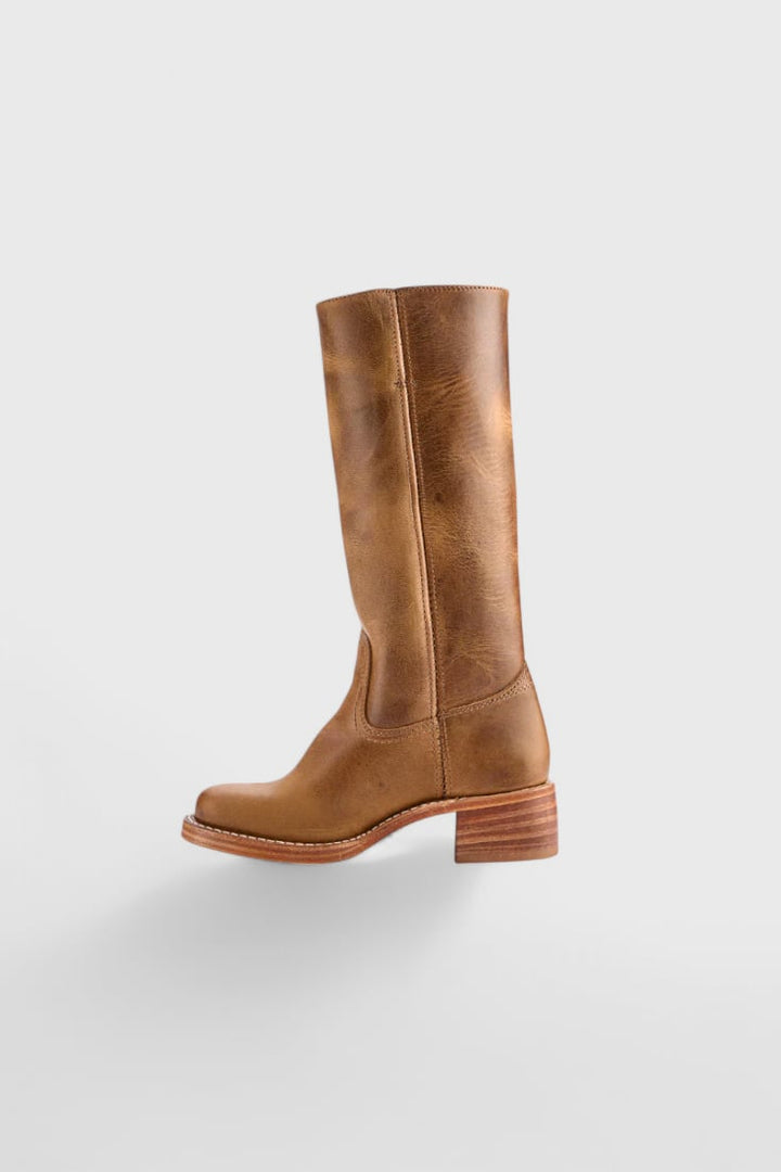 Grace modern classic boots in brown styled with a casual everyday outfit