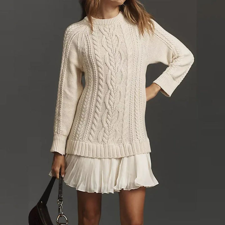 Grace sweater dress in Caramel Brown, a warm earthy shade with cozy seasonal appeal