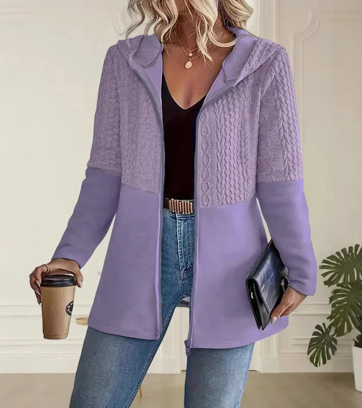 Side profile of the Hadley zip-up hoodie highlighting its relaxed, flattering silhouette