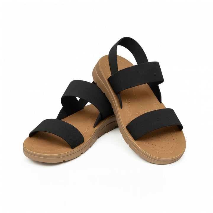 Hadley sandal in khaki, side profile highlighting lightweight flexible sole and supportive construction