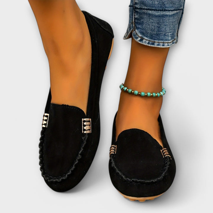 Haley moccasin slip-on in yellow colorway shown from above