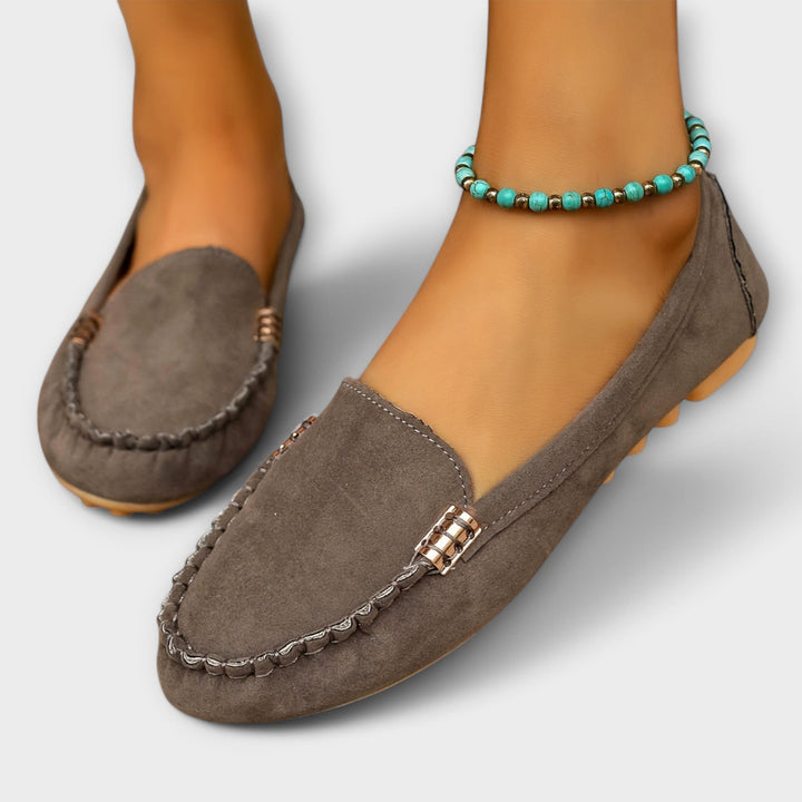 Detail shot of the flexible sole on the Haley moccasin slip-on
