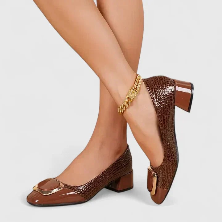 Overhead flat-lay of the Hallie loafers in Bordeaux on a neutral background