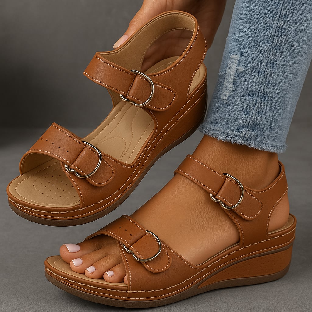 Harlow sandal contoured footbed detail showing arch and heel support