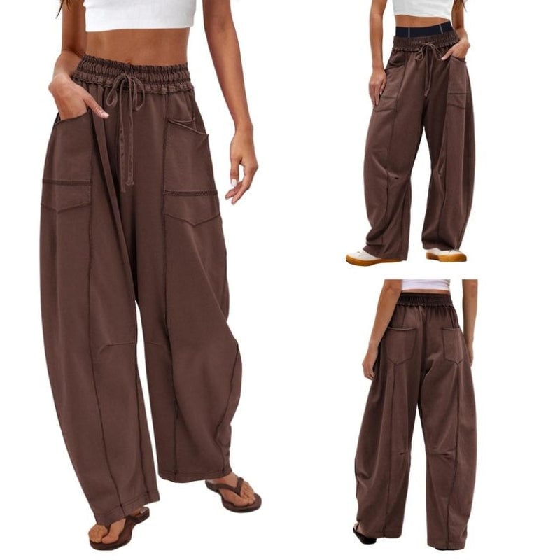 Back view of Harlow wide leg cargo pants highlighting patch back pockets