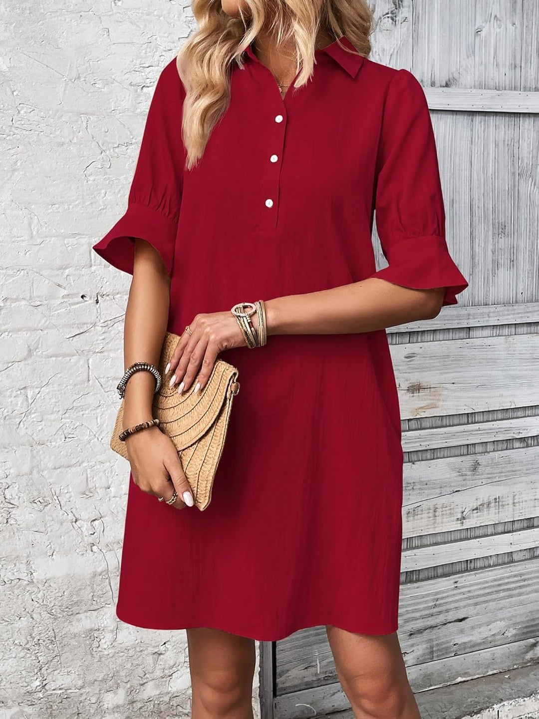Back view of the Harper knee-length A-line shirt dress in black showing clean silhouette