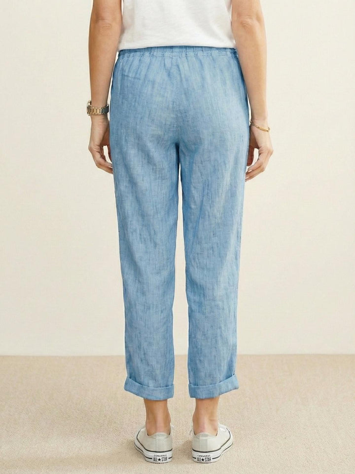 Back view of Harper casual drawstring pants in army green