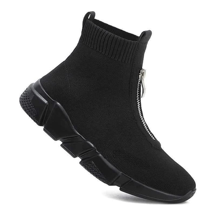 Hazel women's sock boots shown from the rear angle emphasizing the streamlined heel and sole support