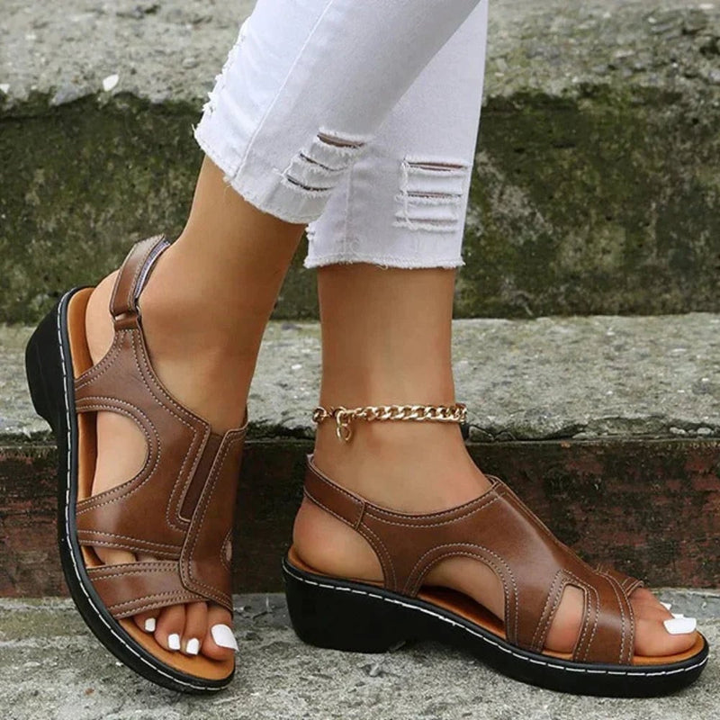 Heather women's adjustable sandals in brown with cushioned insole and clean minimal strap design