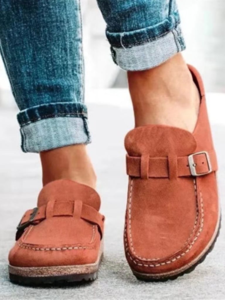 Close-up of Helen comfort clogs ergonomic lightweight design in terracotta color