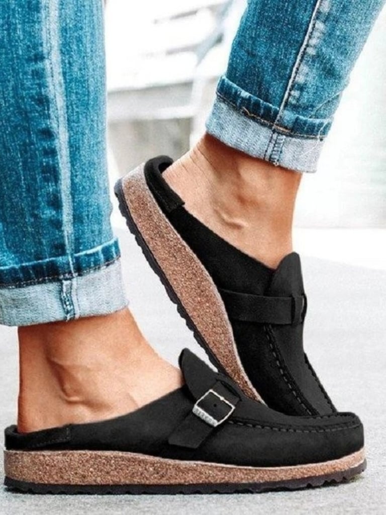 Detail shot of the soft cushioned footbed inside the Helen comfort clogs