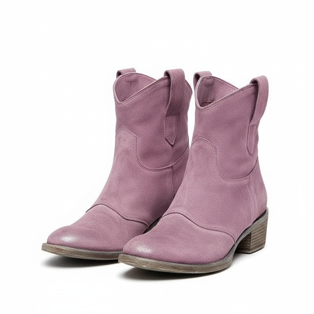 Henny vintage ankle boots in gray displayed on a neutral background, pair shot
