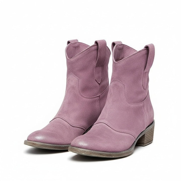 Henny vintage ankle boots in gray displayed on a neutral background, pair shot