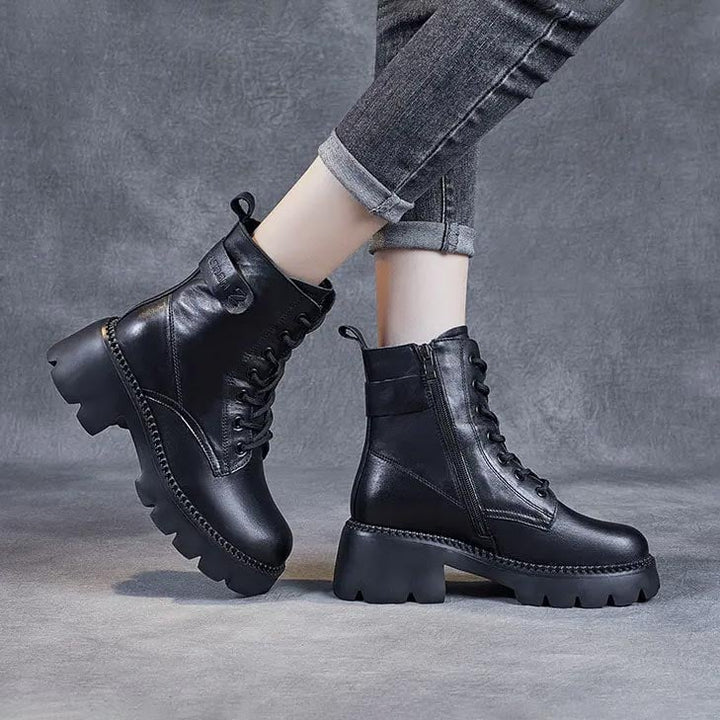 Holly orthopedic boots in brown displayed at an angle highlighting the classic boot profile