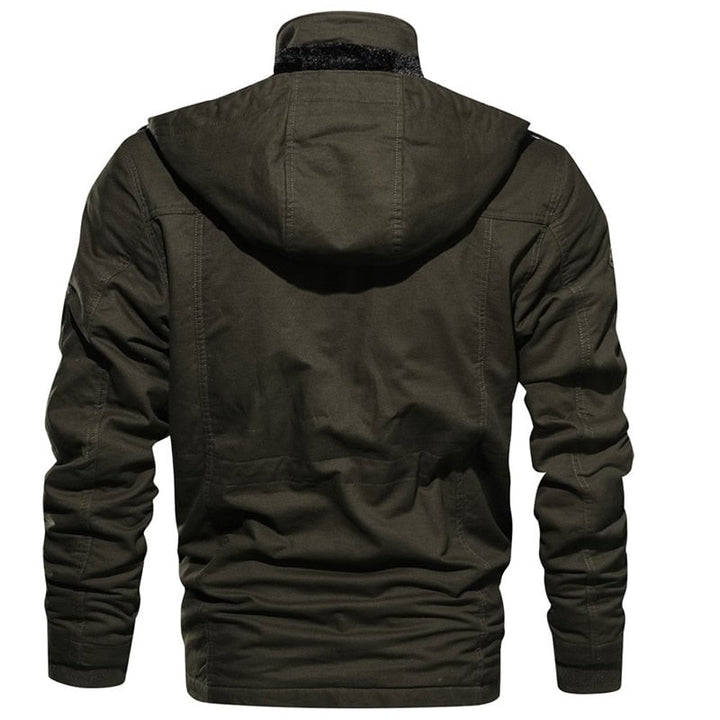 Side profile of the Hudson Military Elegant Coat in black showing tailored fit and clean lines