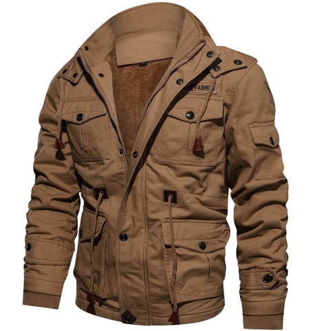 Hudson Military Elegant Coat in brown displayed on a hanger showing full-length silhouette