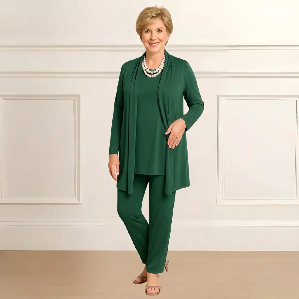 Back view of the Ingrid coordinated set in black, showing graceful coverage and relaxed fit