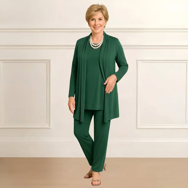 Back view of the Ingrid coordinated set in black, showing graceful coverage and relaxed fit
