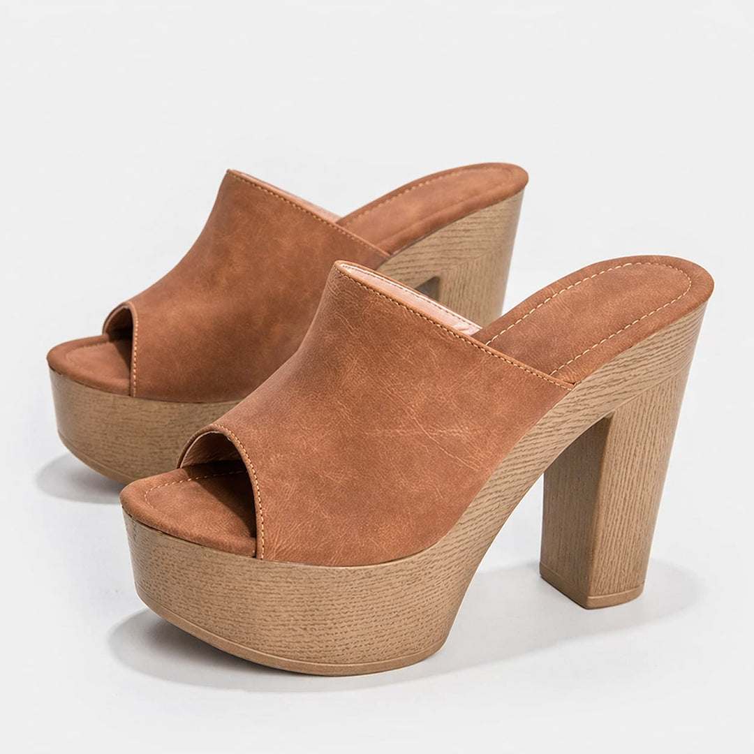 Rear view of Ingrid women's sandals showing heel and platform height