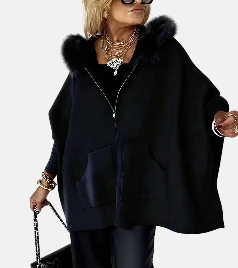 Close-up of the hood detail on the Irene casual coat