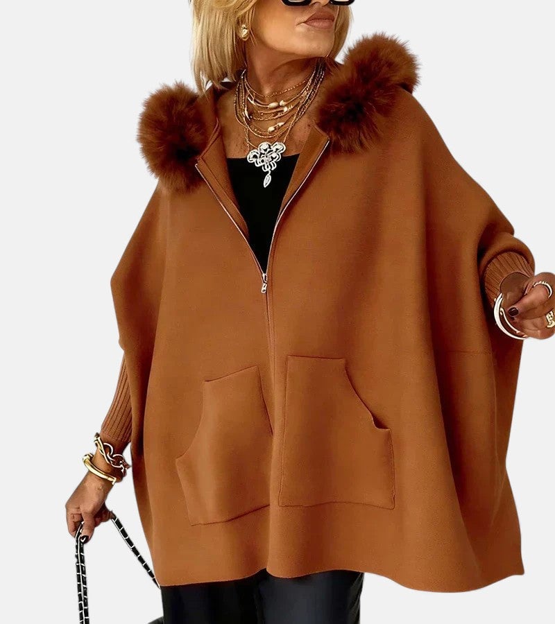 Back view of the Irene casual hooded coat showing clean lines and relaxed fit