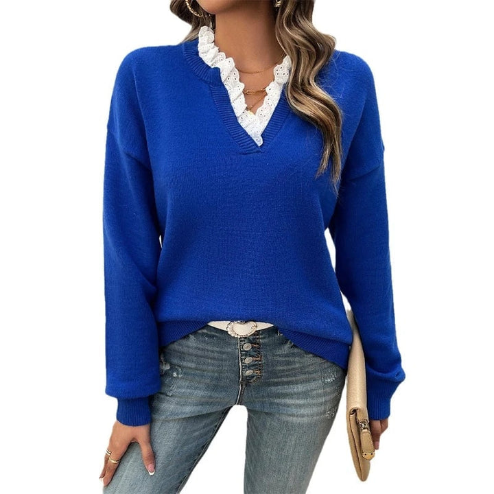 Side profile of model wearing the Isabella elegant sweater highlighting its graceful drape and fit