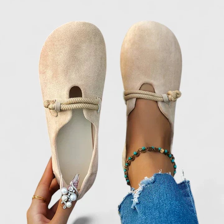 Isabella orthopedic loafers in beige shown from a three-quarter front angle on a clean white background