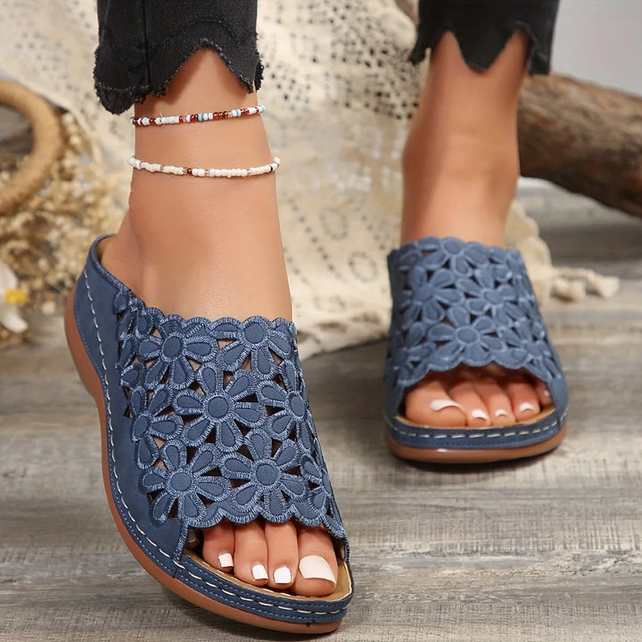 Isla comfort sandals in black and brown displayed side by side