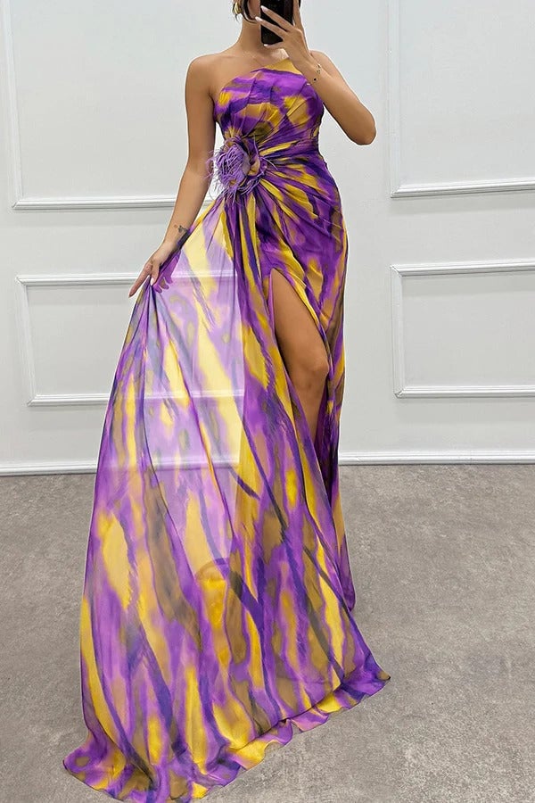Isla maxi dress in cyan color, front-facing full-length shot on model