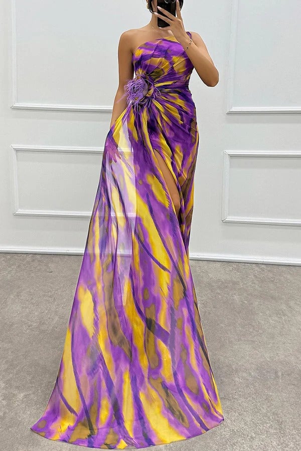 Back view of Isla maxi dress in green, showing graceful drape and length
