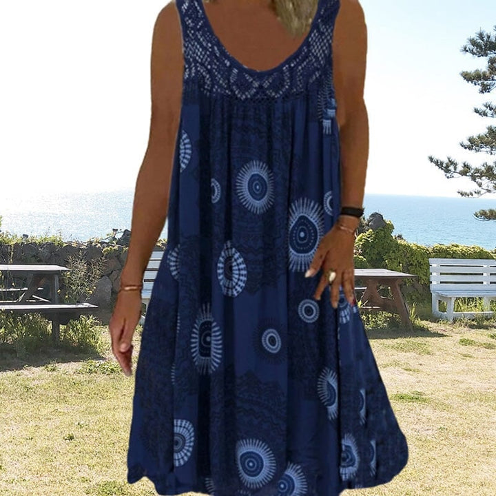 Flat lay of the sleeveless summer dress in multiple color options