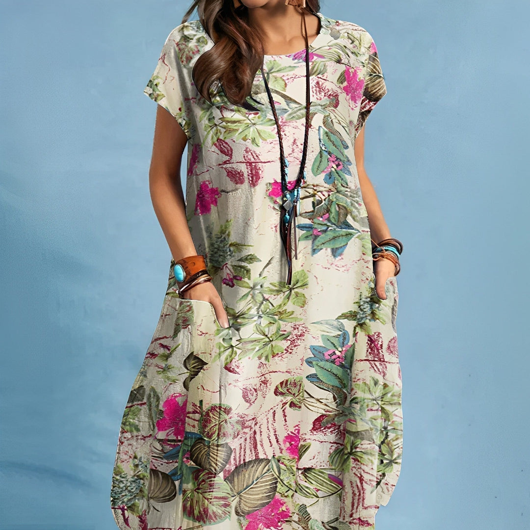 Close-up of the Jackie dress refined detailing and elegant neckline