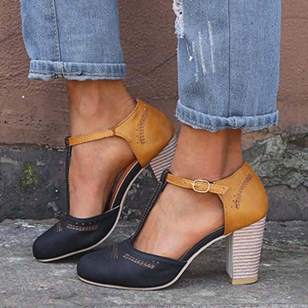 Janet orthopedic comfort heels in black with a 2-inch heel and non-slip sole, side view