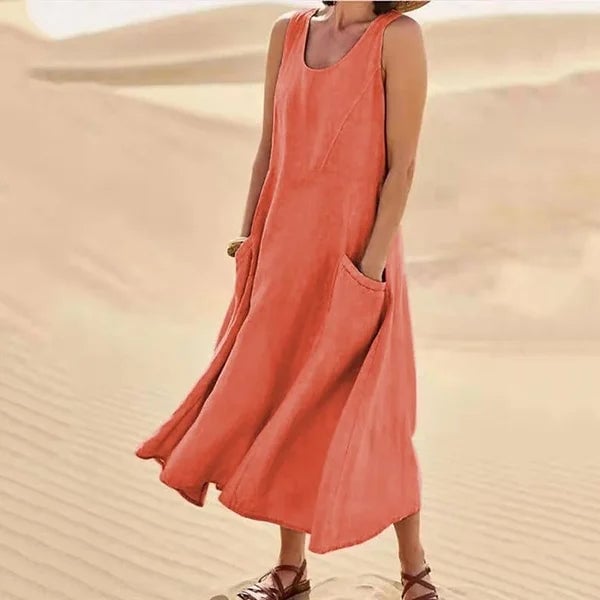 Jenny everyday dress styled casually, full-length front view