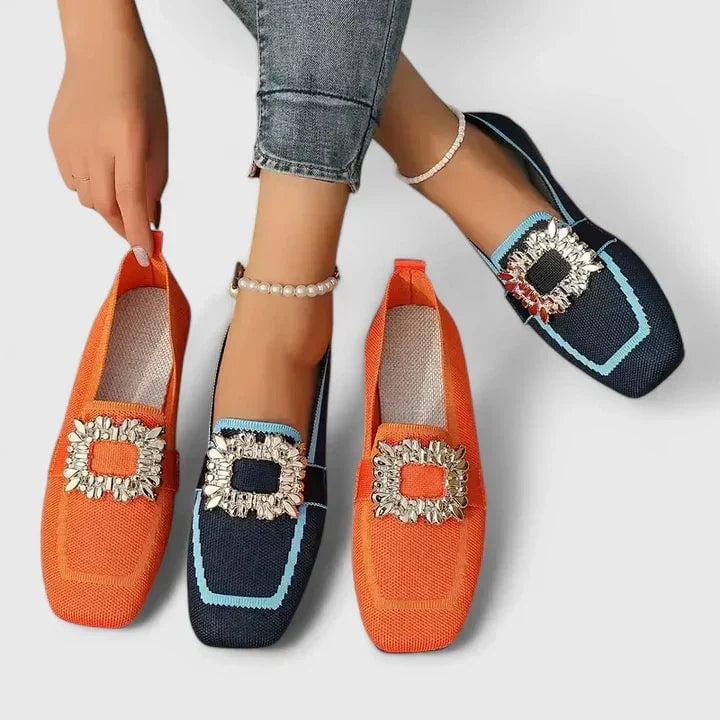 Pair of Jessie orthopedic women's loafers in multiple color options laid flat on white background