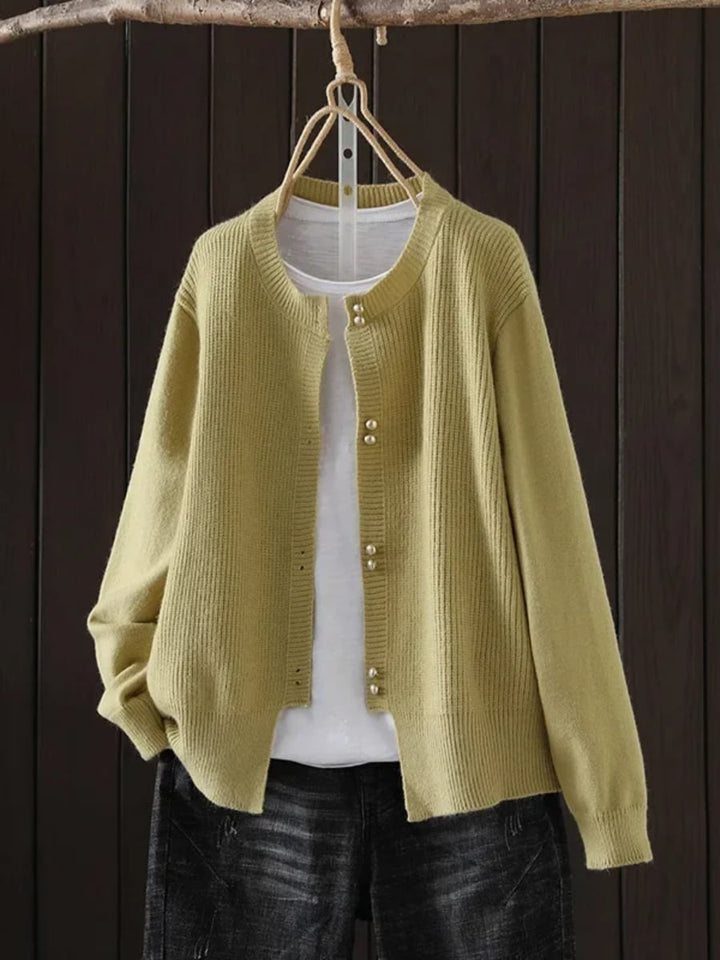 Side view of the Josephine open-front cardigan highlighting its graceful drape and silhouette