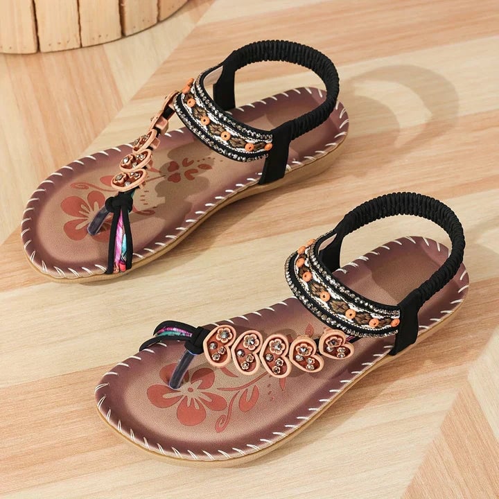 Josephine orthopedic sandals in apricot shown from above on a clean white surface