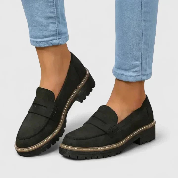 Florimay Journey Orthopedic Loafers shown in a classic colorway, featuring a cushioned contoured footbed and polished silhouette
