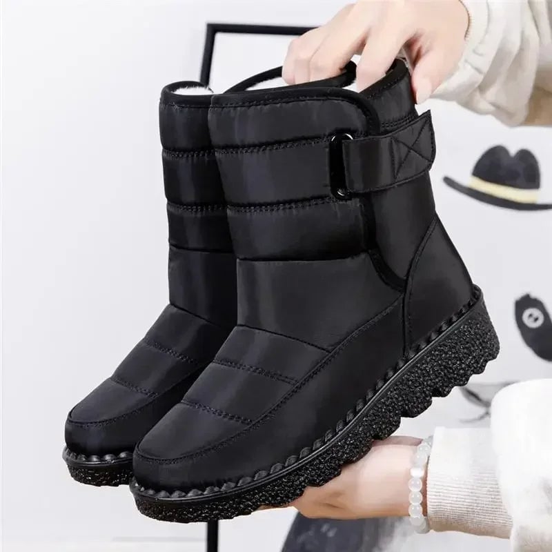 Close-up of waterproof boot upper showing water-resistant material detail