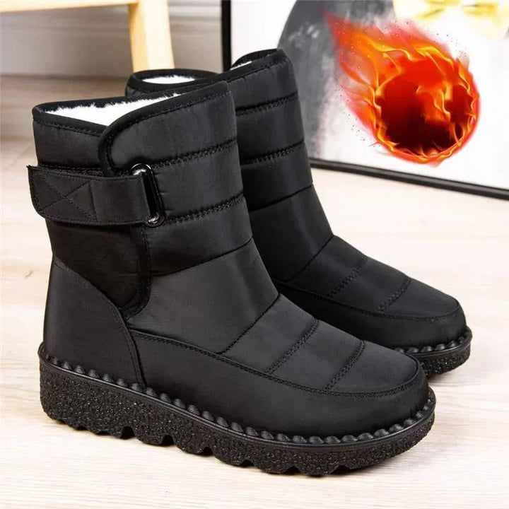 Women's waterproof boots from above showing cushioned interior