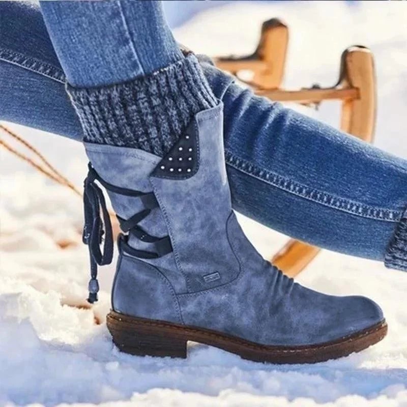 Front view of the Julia classic ankle boot in a neutral colorway, showing the clean ankle-high silhouette