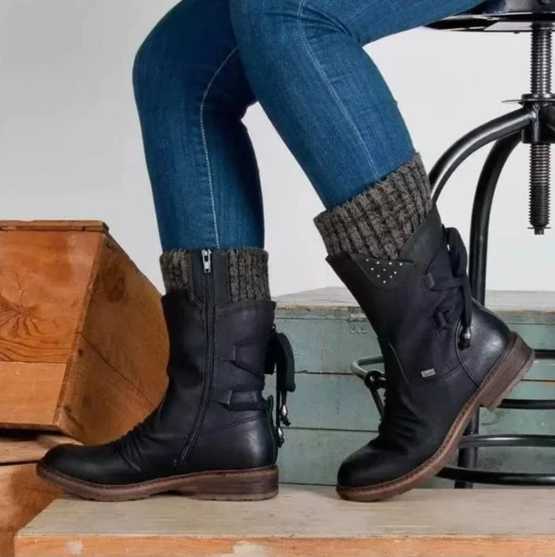 Julia classic ankle boots displayed in multiple colors including blue, gray, khaki, purple, black, and red