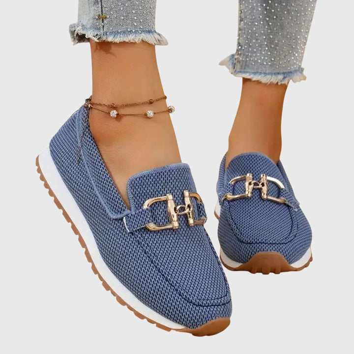 Close-up of June orthopedic loafer sole showing shock-absorbing construction
